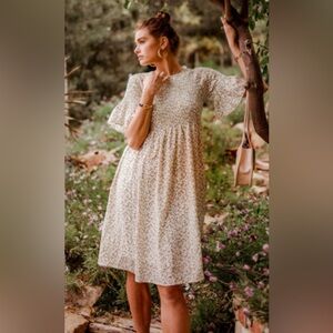 Boheme Floral Beige Midi Dress